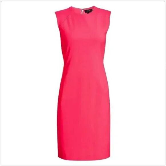 Theory Watermelon Pink Classic Suit Power Dress Stretch Wool Sheath NWT Size 2 - Picture 1 of 1